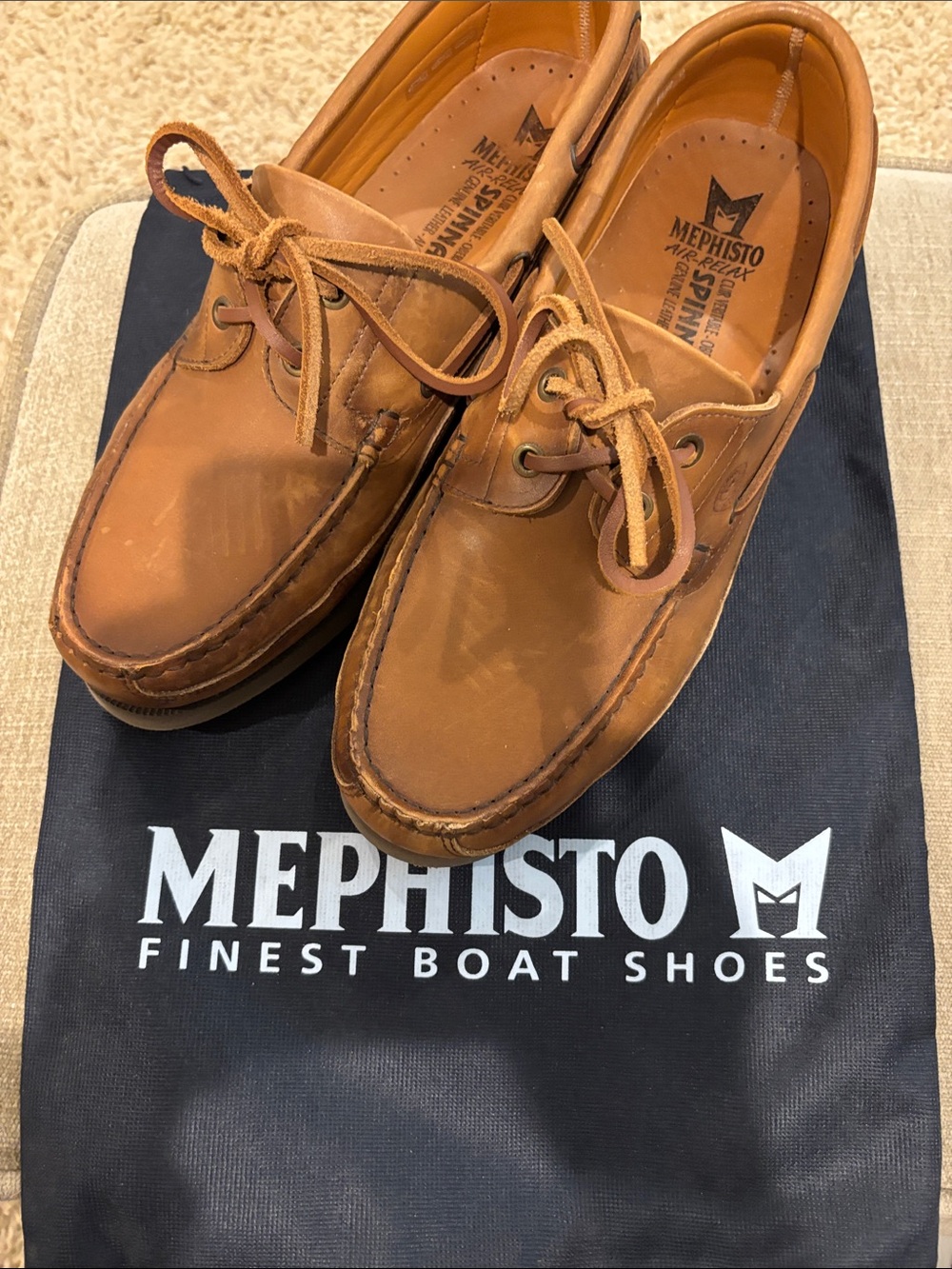 Mephisto Men's Brown Leather Boat Shoes with Lace Tie - Picture 9 of 10